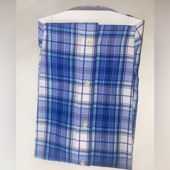RALPH LAUREN CHAPS Easy Care Twill Plaid Button Down L/S Shirt Blue White $55 L - Picture 4 of 6